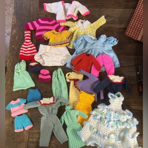 Handmade Other - Vintage Lot of 23 Handmade Doll Barbie Clothes Ken Knit Crochet Colorful